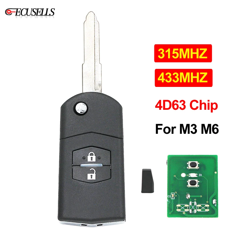 2 кнопочный складной дистанционный ключ брелок для автомобиля 315 МГц или 433 с