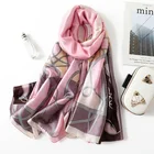 Шаль шелковая Женская, с принтом, на осень и зиму, 2019