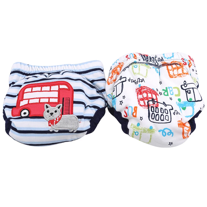 

2Pcs Crotch Baby Cotton Training Pants Panties Cute Baby Diapers Reusable Nappies Cloth Diaper Breathable Infants Nappy Changing