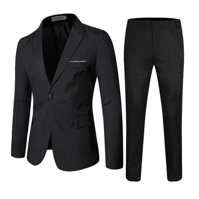 

Fashion New 2 Pieces Business Grace Blazer+Pants Men Autumn Fashion Solid Slim Wedding Set Vintage Classic Men's Suits