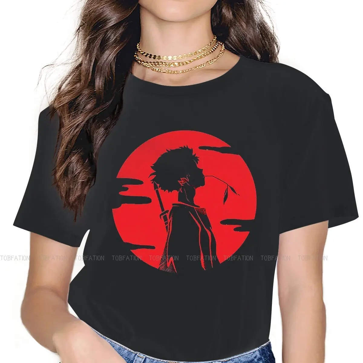 

Red Newest TShirts Samurai Champloo Female Graphic Tops T Shirt O Neck Big Size