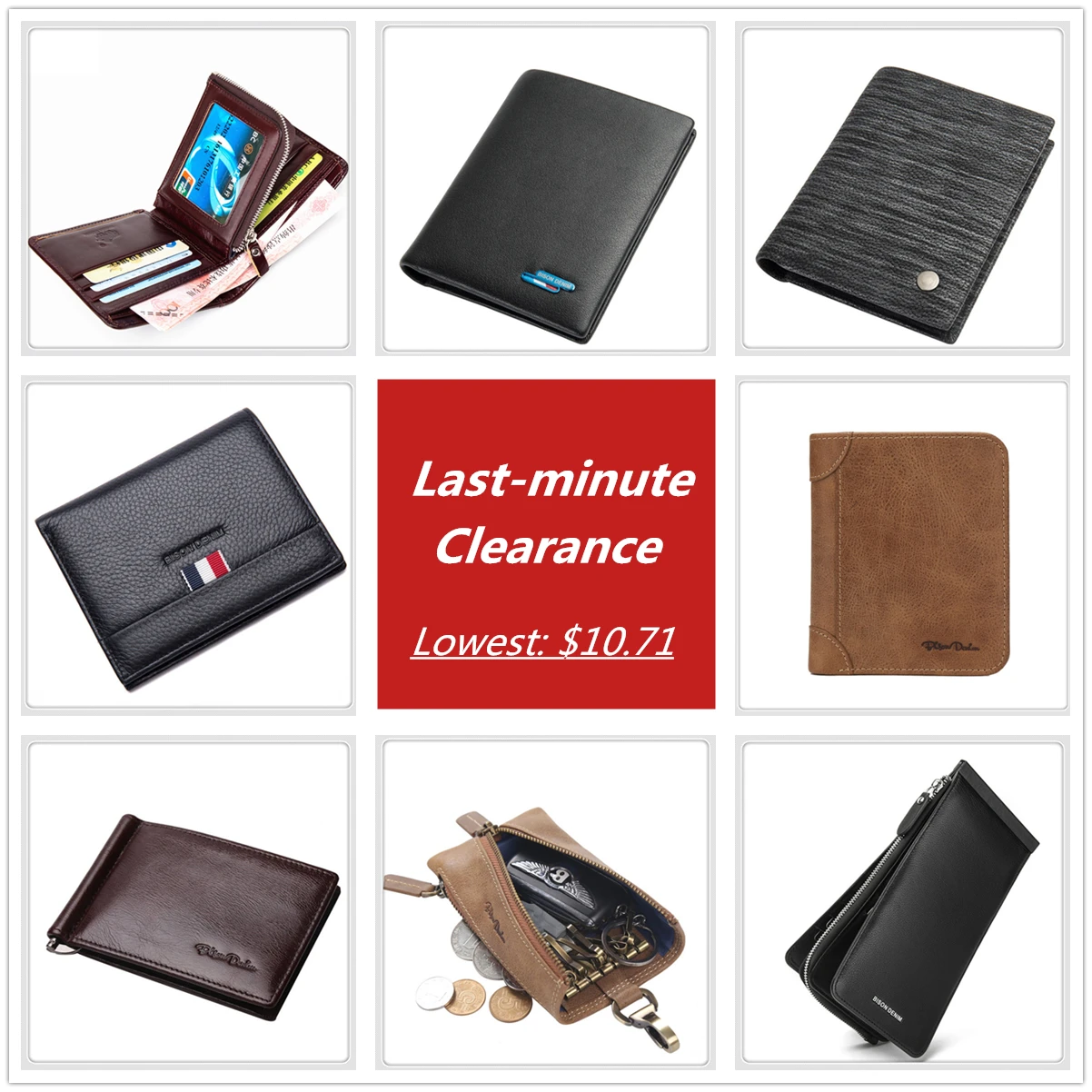 BISON джинсовый известный бренд Ретро винтажный кошелек из натуральной кожи