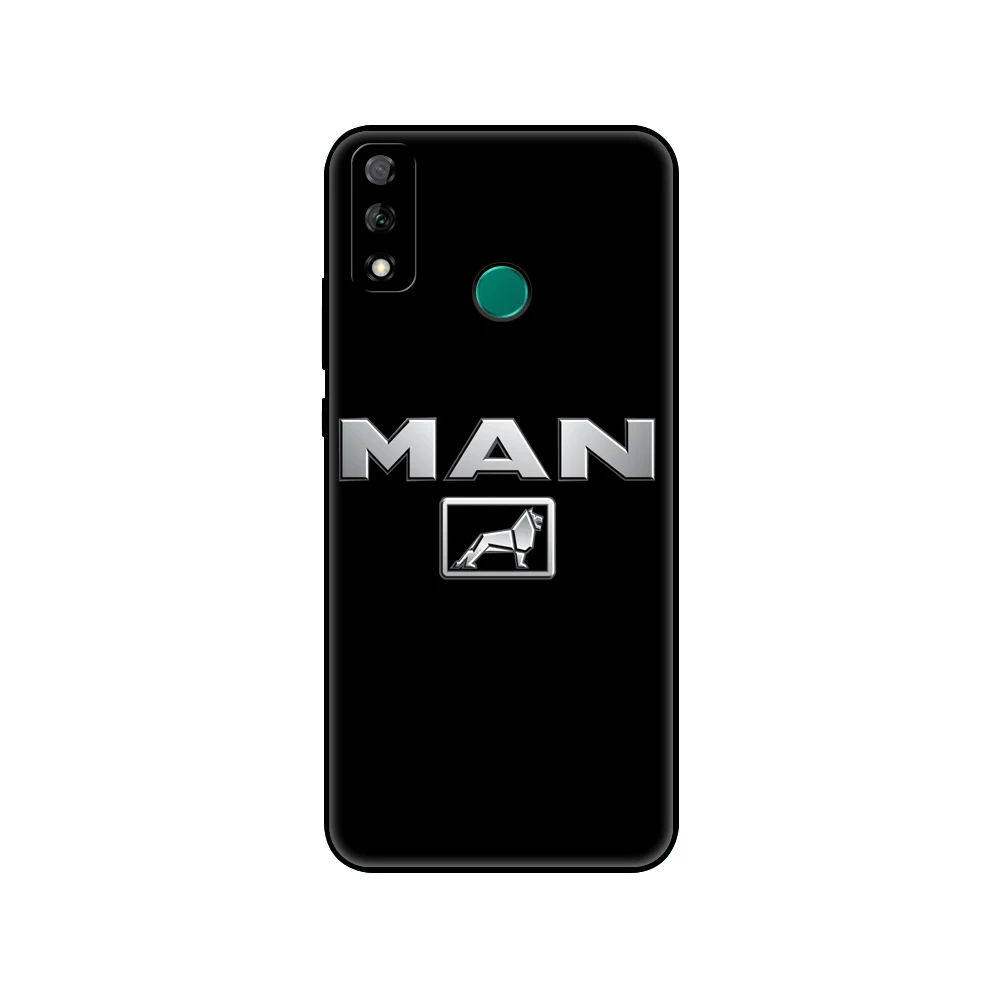 Черный чехол из ТПУ для Huawei Y9S Y6S Y8S Y5P Y7P Y8P Y5 lite Prime 2018 Y6 2019 с логотипом Man trucks |