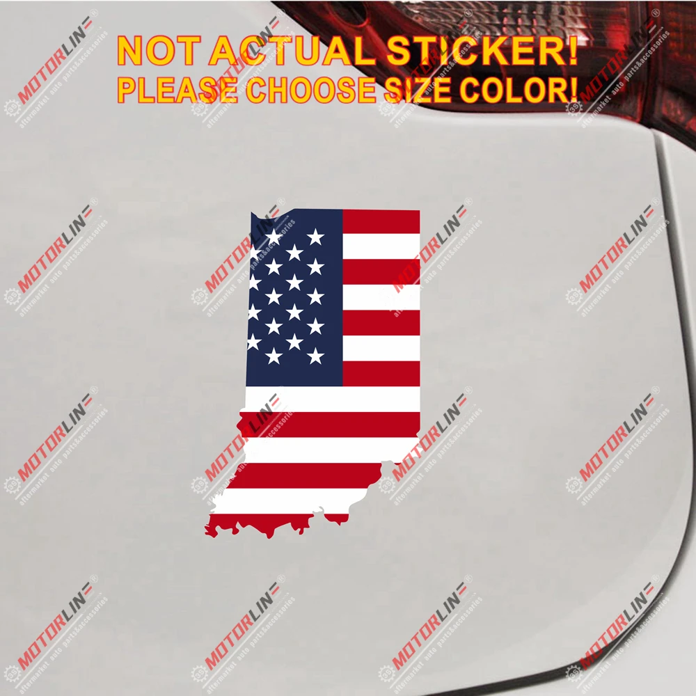 Индиана карта американский флаг наклейка стикер в автомобиль винил