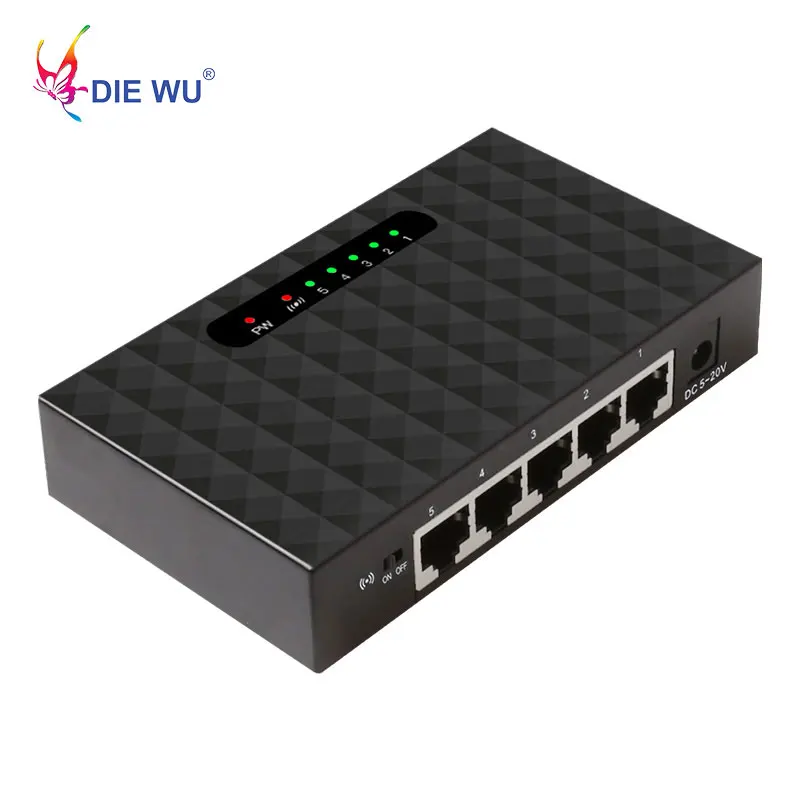DIEWU 5-портовый коммутатор fast ethernet 10/100 Мбит/с RJ45 Ethernet Lan адаптер 5-20 в вход с