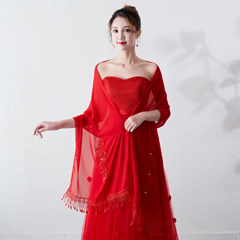 Женская накидка болеро JaneVini короткая из шифона с кружевной аппликацией