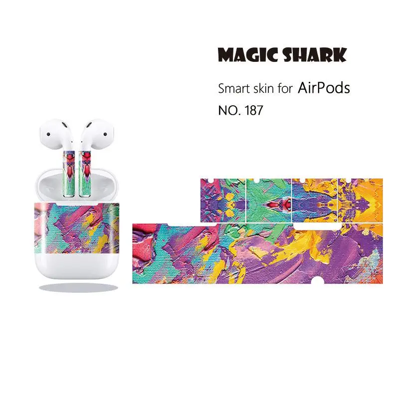 Высококачественная красочная наклейка Magic Shark чехол пленка из ПВХ для Airpods 186