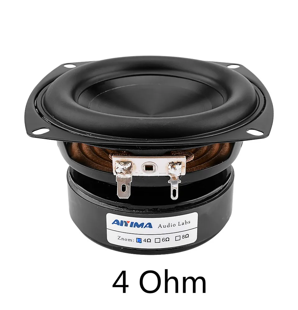 Square 4 Ohm Speaker AIYIMA 1 шт. 4-дюймовый НЧ динамик драйвер 4 8 Ом 100 Вт бас Hifi Звук музыка водонепроницаемый сабвуфер динамик DIY домашний кинотеатр - Цвет: Square 4 Ohm Speaker