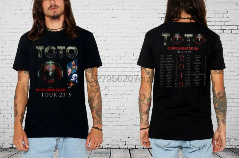 TOTO 40 поездок вокруг Солнца Тур даты 2019 Новая черная футболка унисекс S - 3XL купить