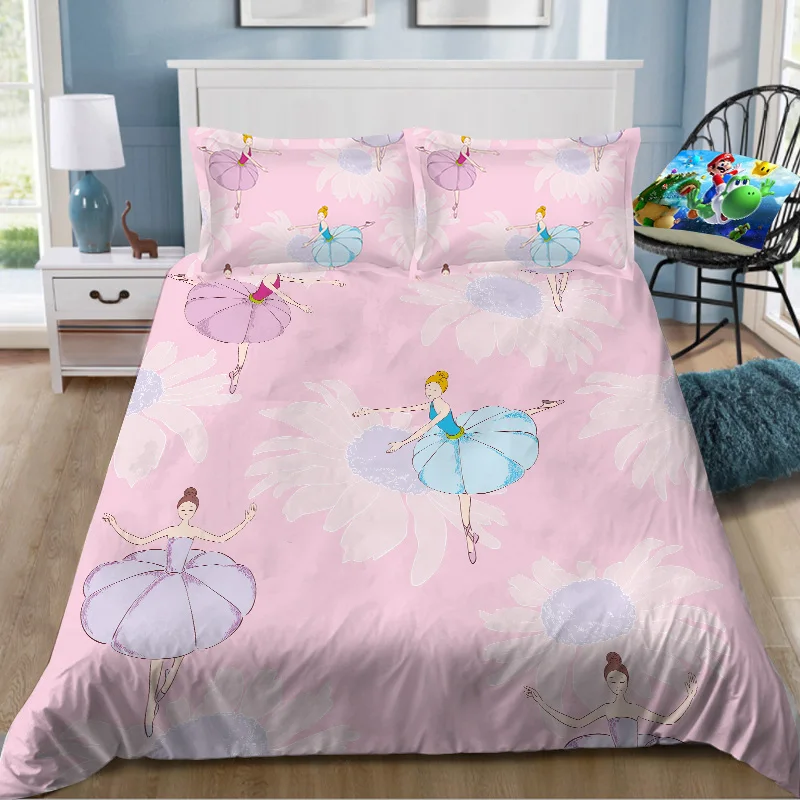 

Комплект постельного белья для девочек, с рисунком героев мультфильмов, односпальный, двуспальный, Королевский размер, пододеяльник, одеял...
