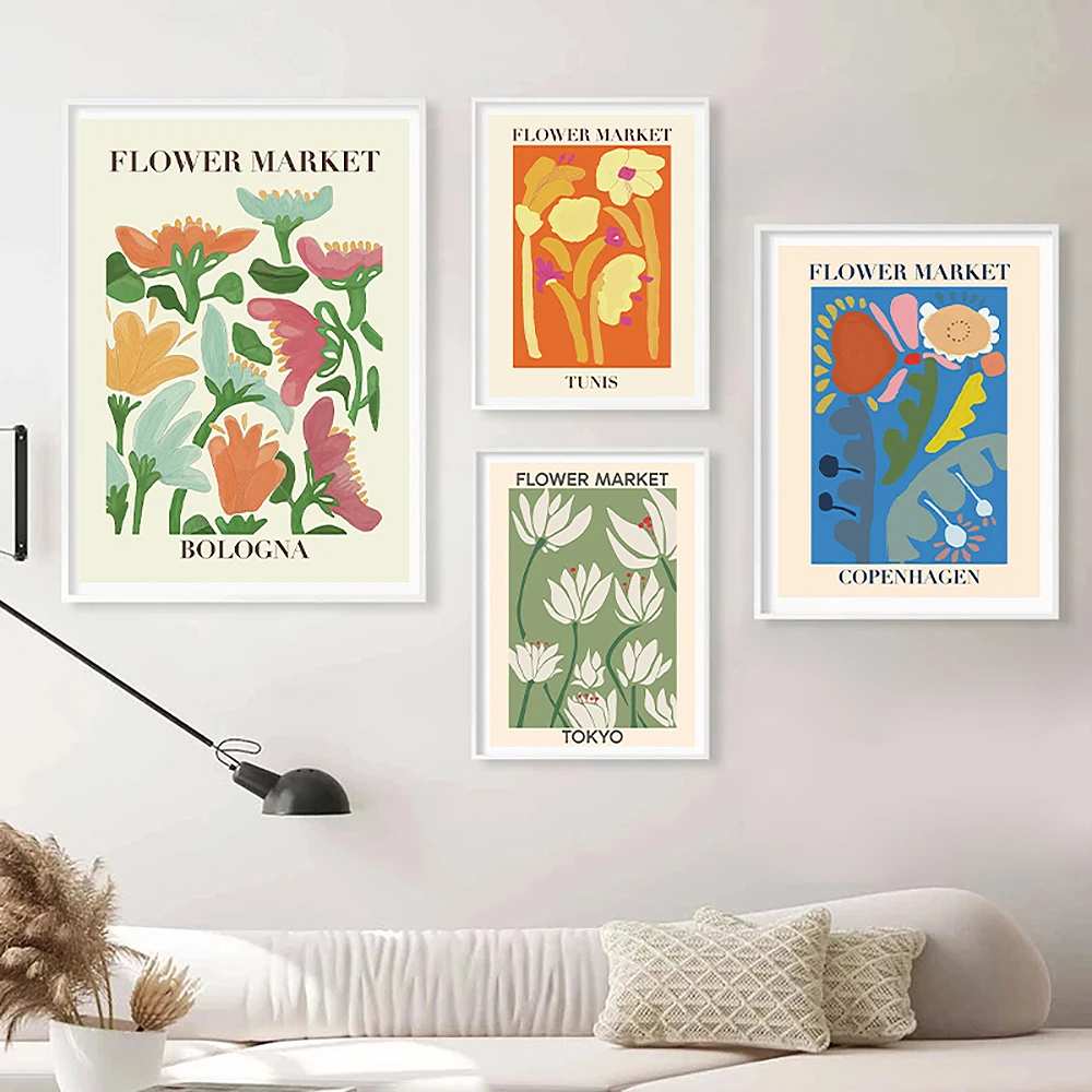 Цветочный рынок Тунис Токио Копенгаген Болонья Плакаты и принты Флорист Подарок