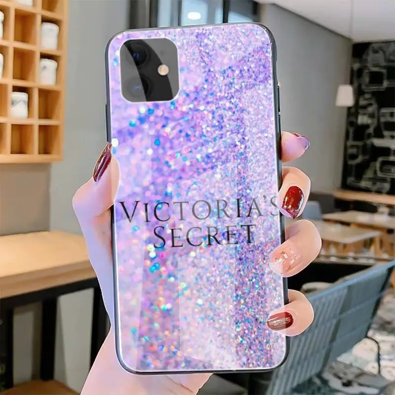 

Fashion Pink Love VS Brand Phone Cases Tempered Glass For Iphone6plus 6S 7 7plus 8 X XS XSmax XR 11 12 Pro Max 12mini