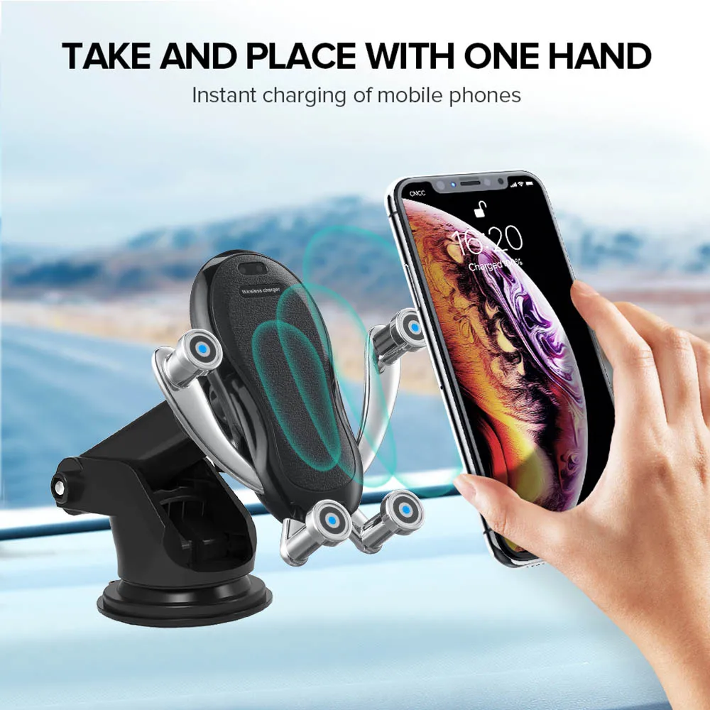 FDGAO 10 Вт беспроводное автомобильное зарядное устройство автоматический зажим Qi