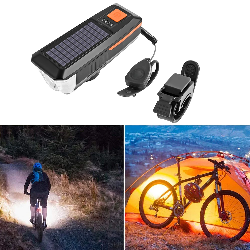 

Solar Charging Bicycle Light 3 Modes USB Rechargeable LED MTB Front Lamp Headlight Rainproof Ultralight Bicycle Bell Light