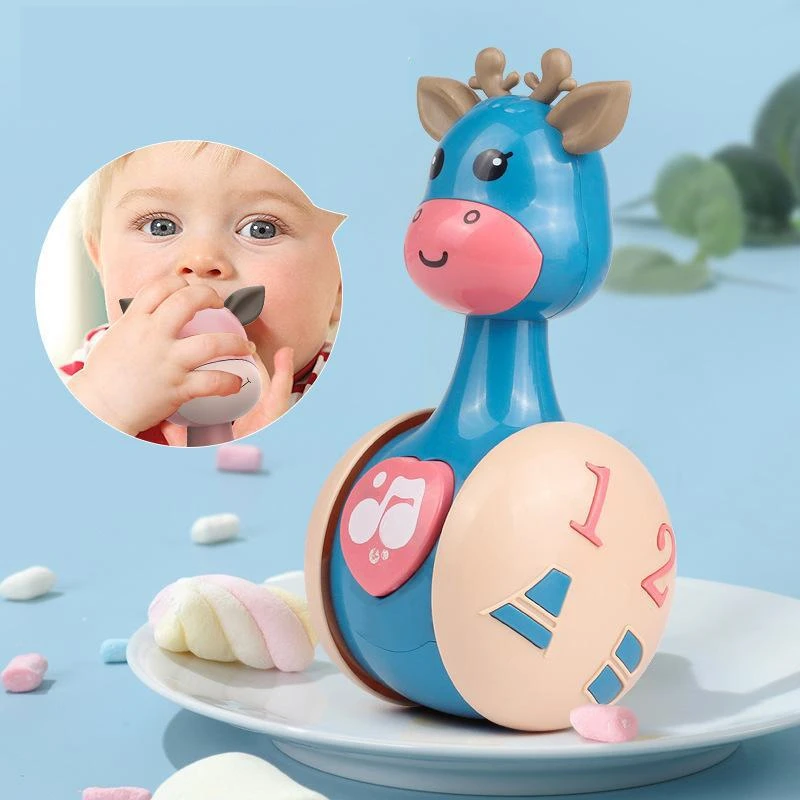 

Sliding Deer Baby Tumbler Rattle Learning Education Toys Newborn Teether Infant Hand Bell Mobile Press Squeaky Roly-Poly Toy