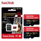 100% Оригинальный двойной флеш-накопитель SanDisk Micro SD карты 128 ГБ Памяти SDXC с Extreme Pro карты памяти класса 10 U3 A2 UHS-I V30 Microsd TF слот для карт памяти