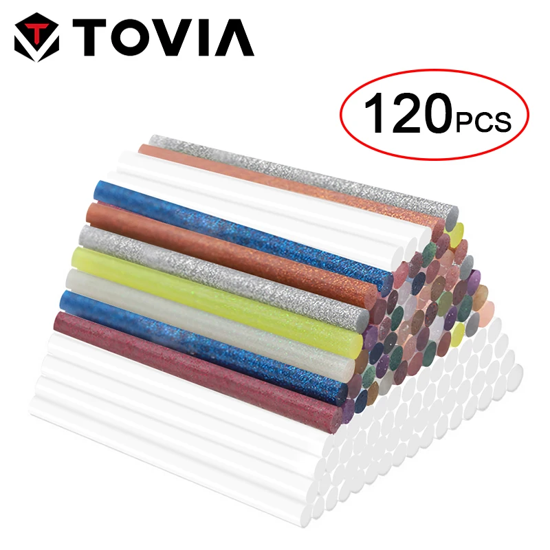 

TOVIA 120 шт. блестящие термоплавкие Клеевые стержни 7 мм термоклеевые стержни для дома DIY смешанные цвета Клеевые стержни