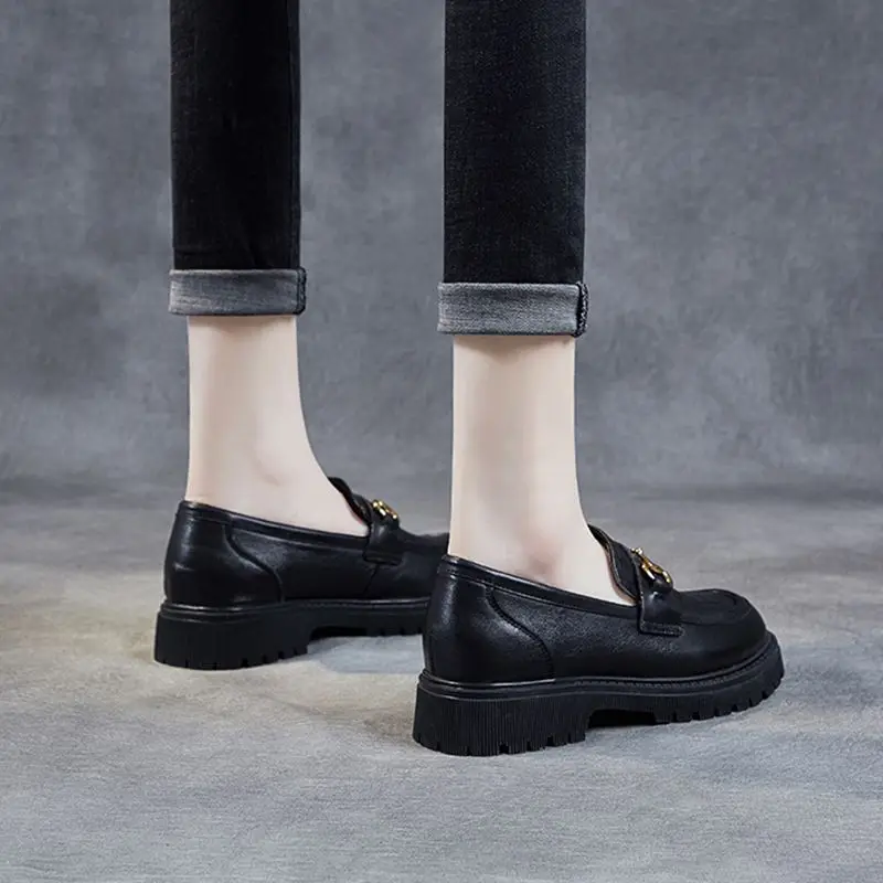 

2021 spring new title Buckle thick-soled loafers JK uniform small leather shoes one foot platform platform shoes