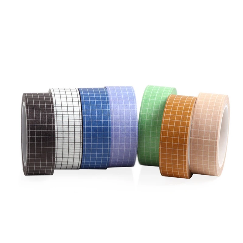 10M Solid Color Grid Washi Tape Japanese Paper DIY Planner Masking Adhesive Tapes Stickers Decorative Stationery | Канцтовары для