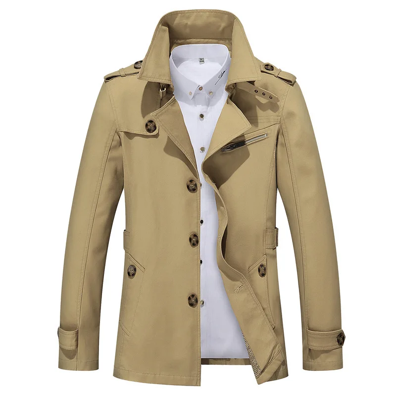 

Plus Men Trench Coat Size Men's Windbreakers Cotton Coat Spring Autumn Mostly Male Coats Manteau 5xl Abrigo Hombre KJ243