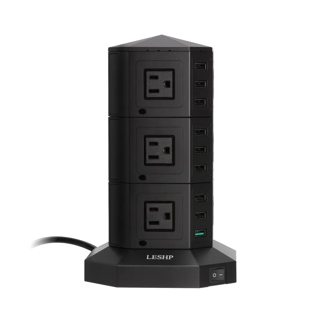 LESHP USB умная зарядная розетка 3 слоя 9 usb портов Быстрая зарядка силовая полоса м