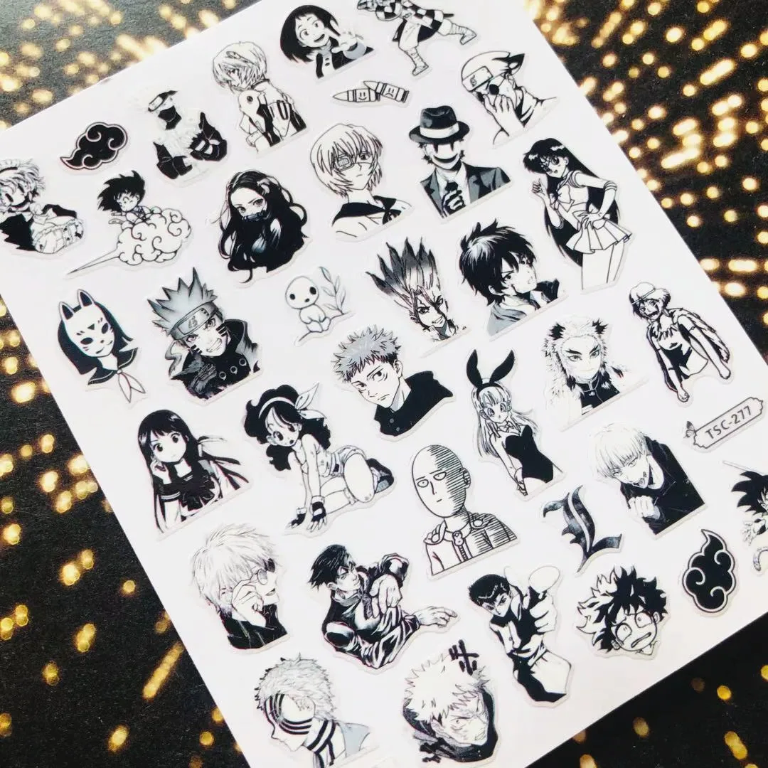 

Newest TSC-277 series black white designs 3d nail art sticker nail decal accessories