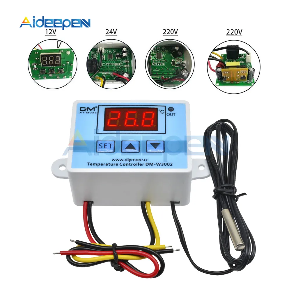 XH W3002 DC 12V 10A цифровой светодиодный регулятор температуры 24V 220V датчик контроля с