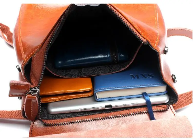 

Beautiful Oil Wax Leather Women backpack New fashion Travel Backpack Korean Simple Vintage Style Genuine Leather Bag