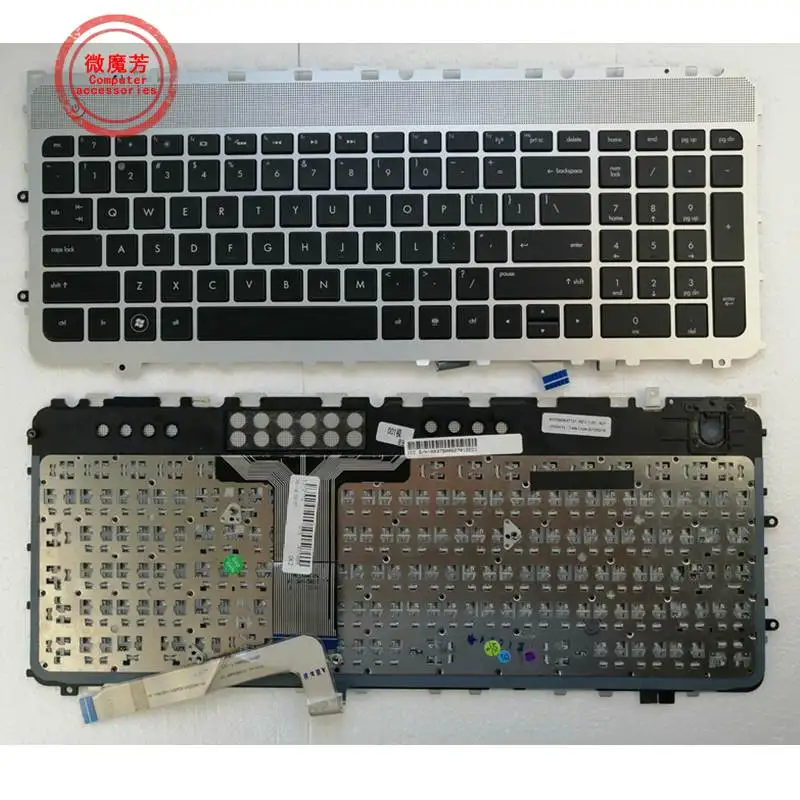 

Клавиатура для ноутбука HP ENVY 17t-3000 17-3070NR 17-3090NR 17-3200 17-3270NRCTO 3D 3000EA 3200 3002 подсветка в серебряной рамке