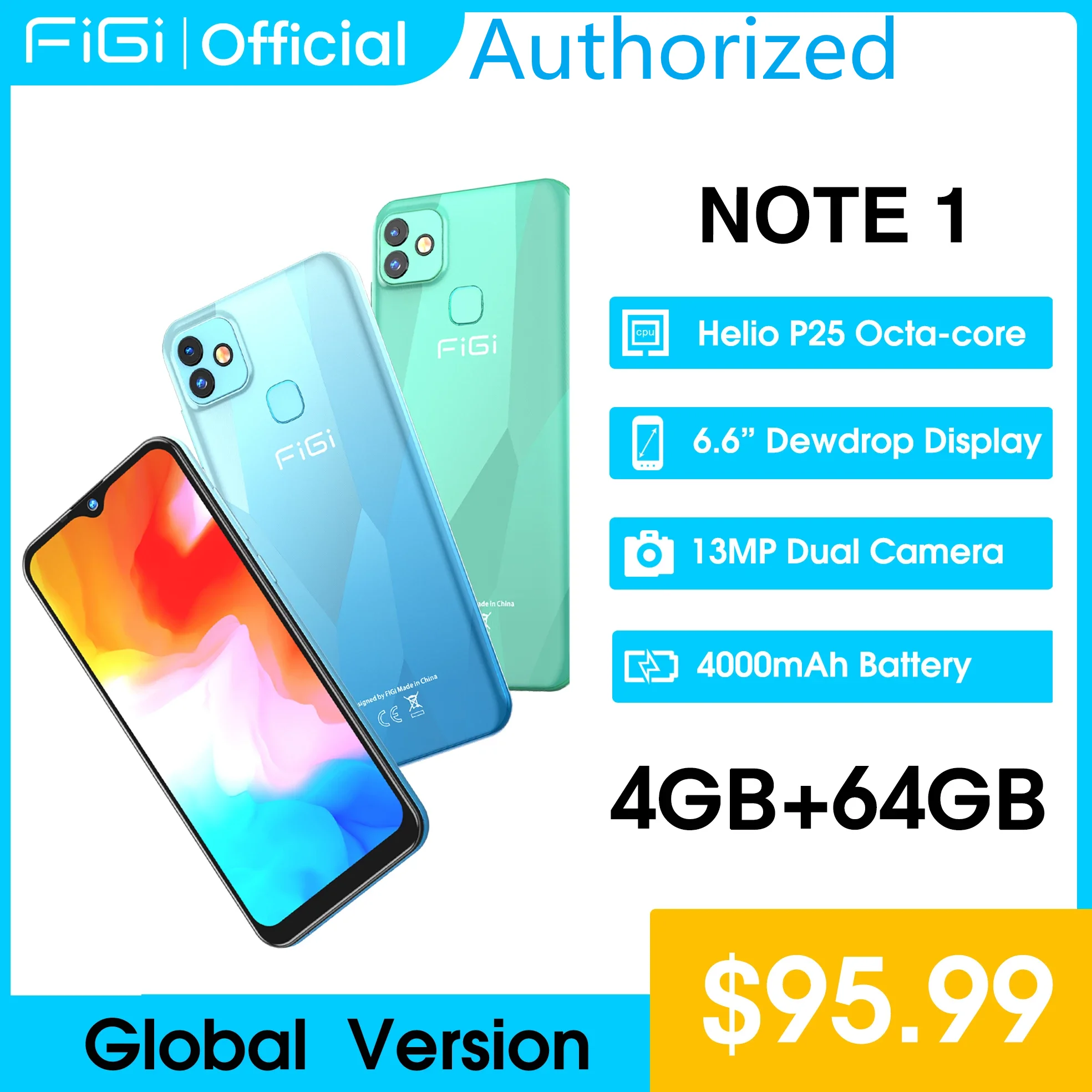 

Global Version FIGI Note 1 Unlockphone 4GB 64GB 6.6inch Display Helio P25 Octa Core 4000mAh Battery Smartphone 13MP Camera