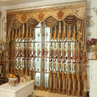 european style curtains for living dining room luxury embroidery window valances golden curtains finished product customization
