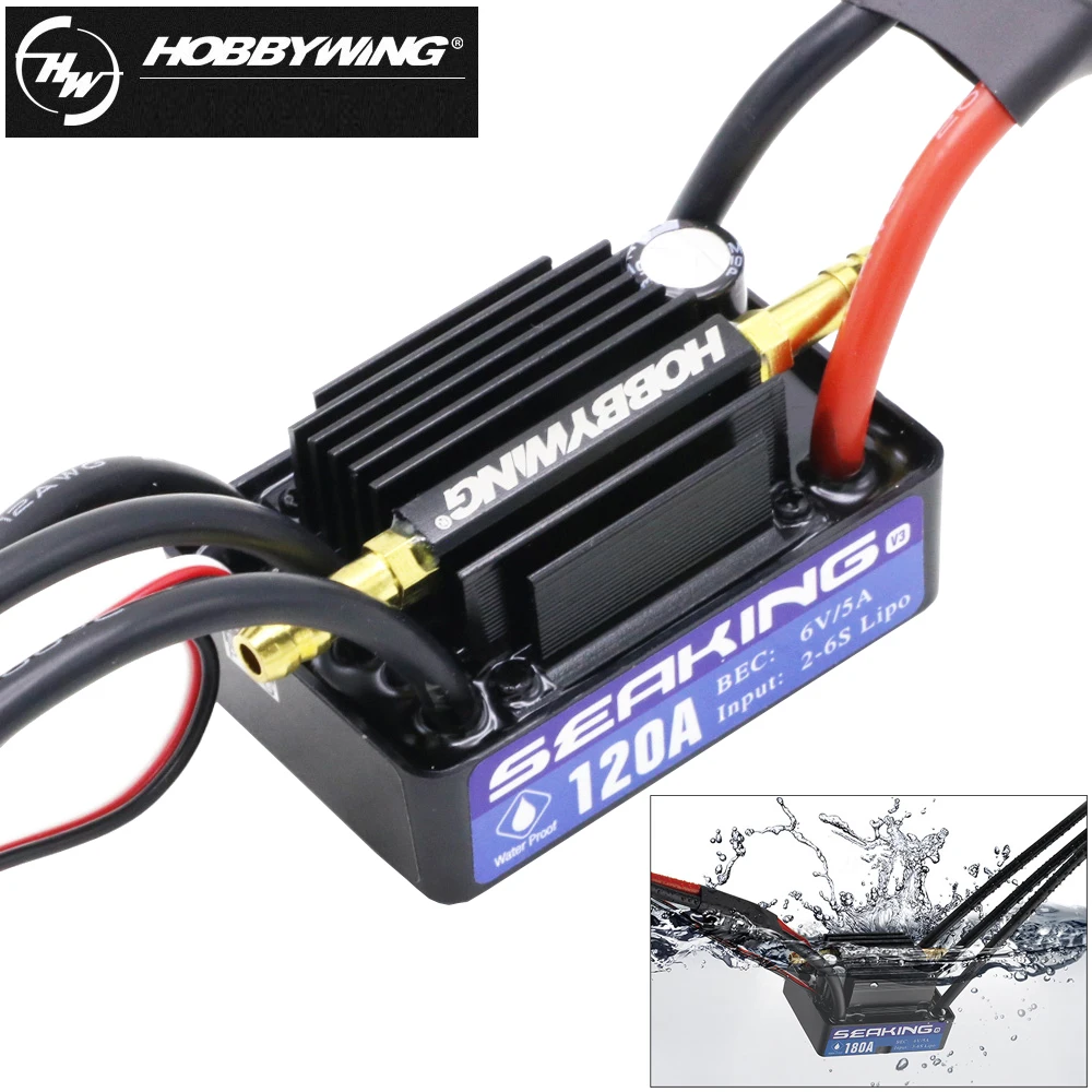 

Hobbywing SeaKing 60A/120A/180A V3 Waterproof Brushless ESC RC motor ESC 6V 2-6S BEC Untuk RC Boat Electronic Speed Controller