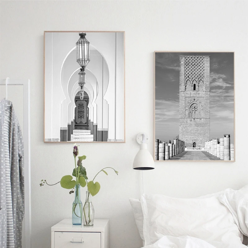 Марокканский Декоративный плакат черно-белая архитектура путешествия
