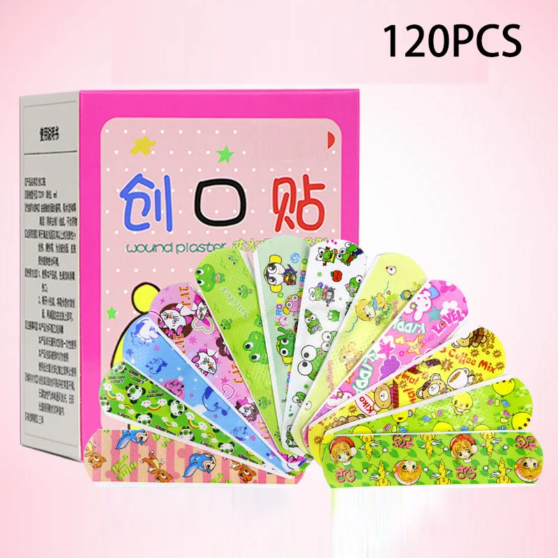 

120PCs Waterproof Breathable Cute Cartoon Band Aid Hemostasis Adhesive Bandages First Aid Emergency Kit for Kids Children