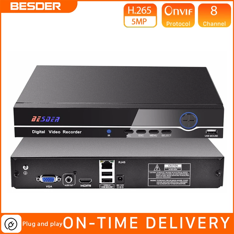 Видеорегистратор BESDER H.265 HI3536C устройство для видеонаблюдения 8 каналов 4K / 25 5 МП NVR