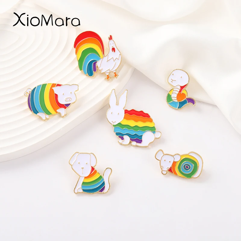 Красочные животные эмалевые заколки свинья кролик мышь змея петух Собака брошь