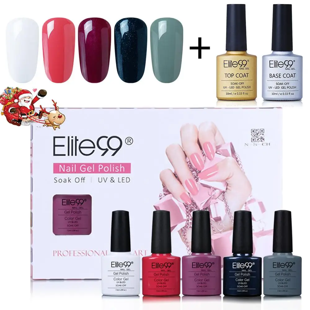 7 шт. подарочные наборы Elite99 флакон 3 мл чистый цвет Гель-лак Vernis усиленный праймер