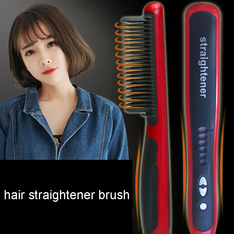 

Multifunctional Hot Hair Comb Hair Straightener Curler Brush Electric Ceramic Fast Heat Curling Straighten Comb Straight Styler