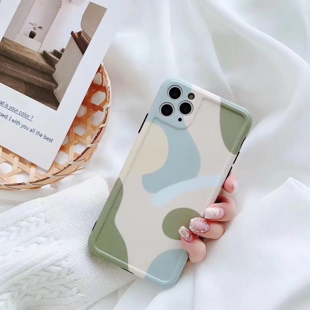 

Chill Stylish Lens Protector Phone Case For iPhone11 XSMAX 78PLUS SE2020 imd soft Cover XR Skinny Shell Phone Protection