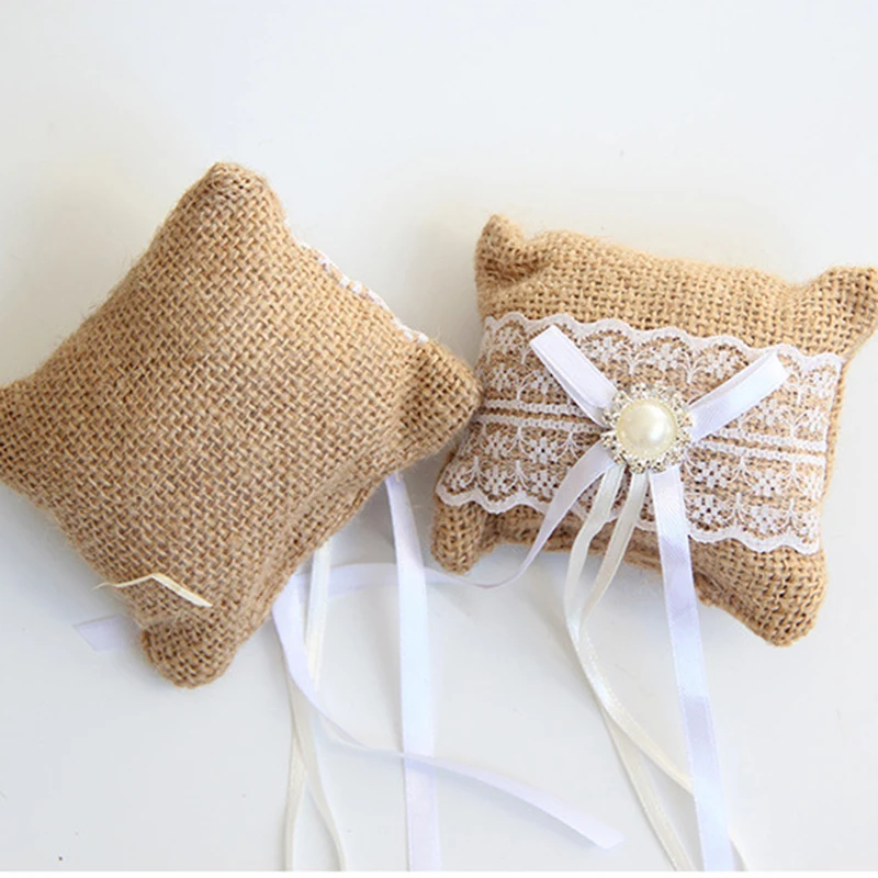 XINAHER 10 см * 8 кружевное кольцо с бантом Подушка винтажная джутовая ткань украшение