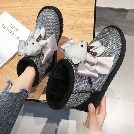 Зимние ботинки женские зимние короткие туфли новинка 2019 утолщенные бархатные