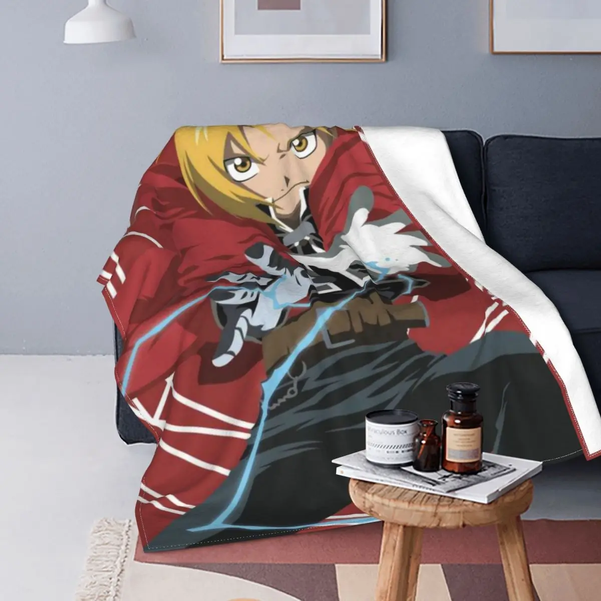 

Animation Fullmetal Alchemist Character Poster Blanket Stitch Warm Portable Coral Fleece Throw Blankets For Sofa Office