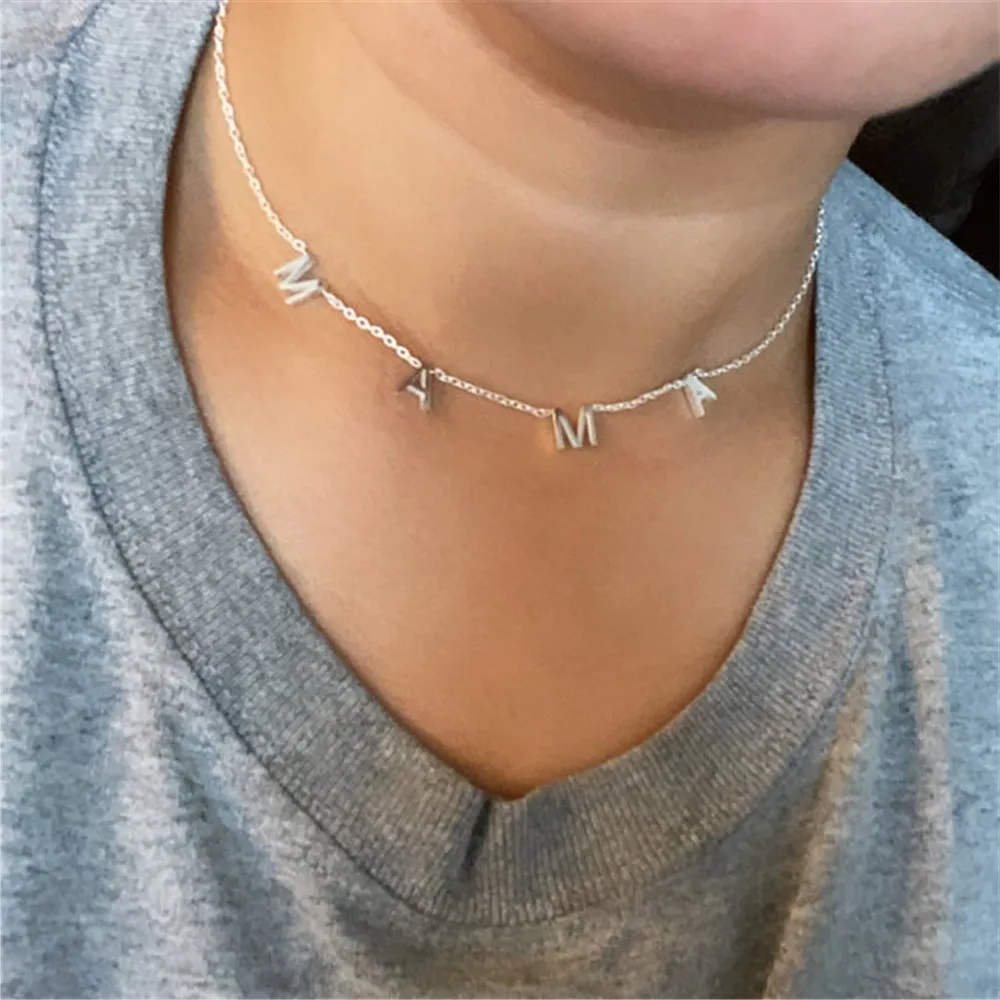 

KristenCo MAMA Necklace Customized Name Necklace Personalized Gold Choker Pendant Nameplate Necklace For Women Jewelry Gift