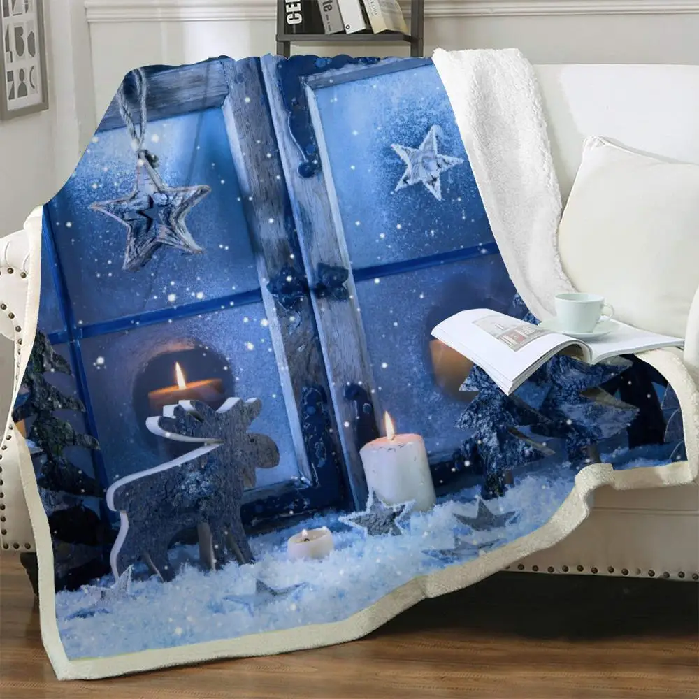 

Рождественские одеяла NKNK, олень, плед для постельного белья, рождественская елка, плюшевое одеяло, звезда, тонкое одеяло, одеяло Sherpa, модное ...