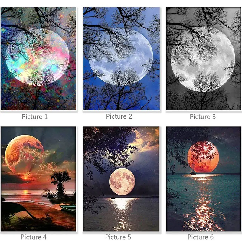 Алмазная 5d картина полностью Луна и черная ночь для творчества полное украшение
