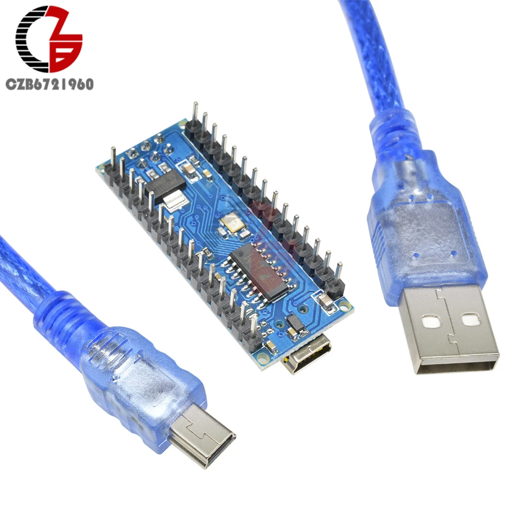 Плата микроконтроллера Mini USB CH340 CH340G Nano V3.0 ATmega328 плата 16 м 5 В для Arduino с USB-кабелем |