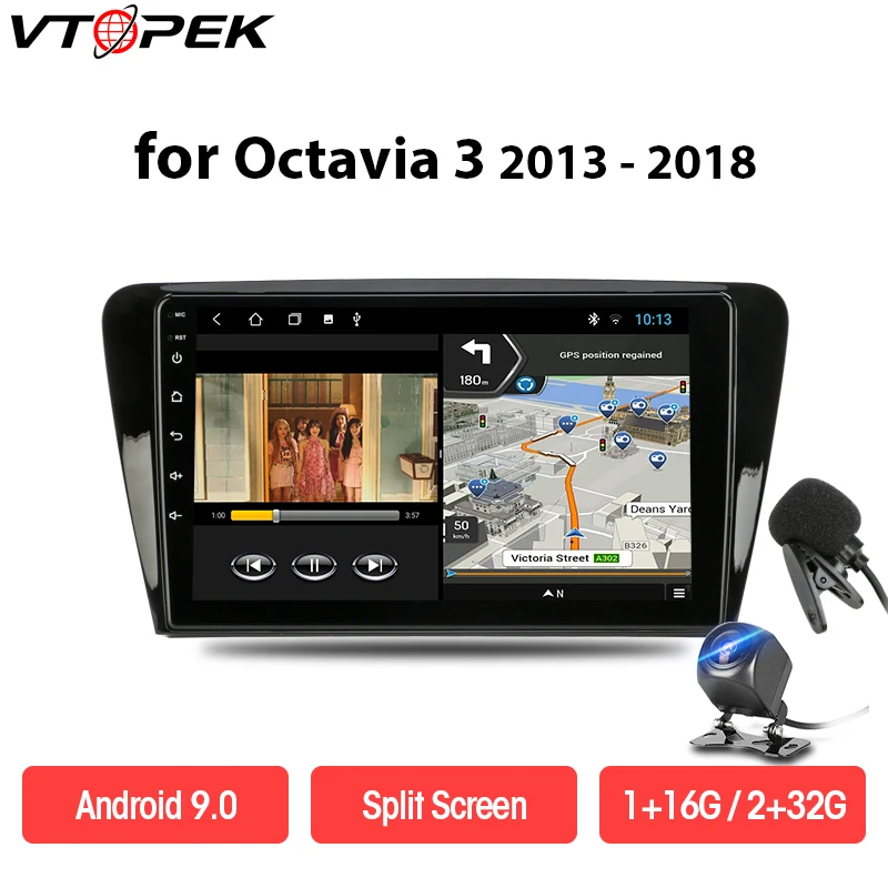 Автомагнитола Vtopek с Android 4G мультимедийный видеоплеер навигация GPS для SKODA Octavia3 2013