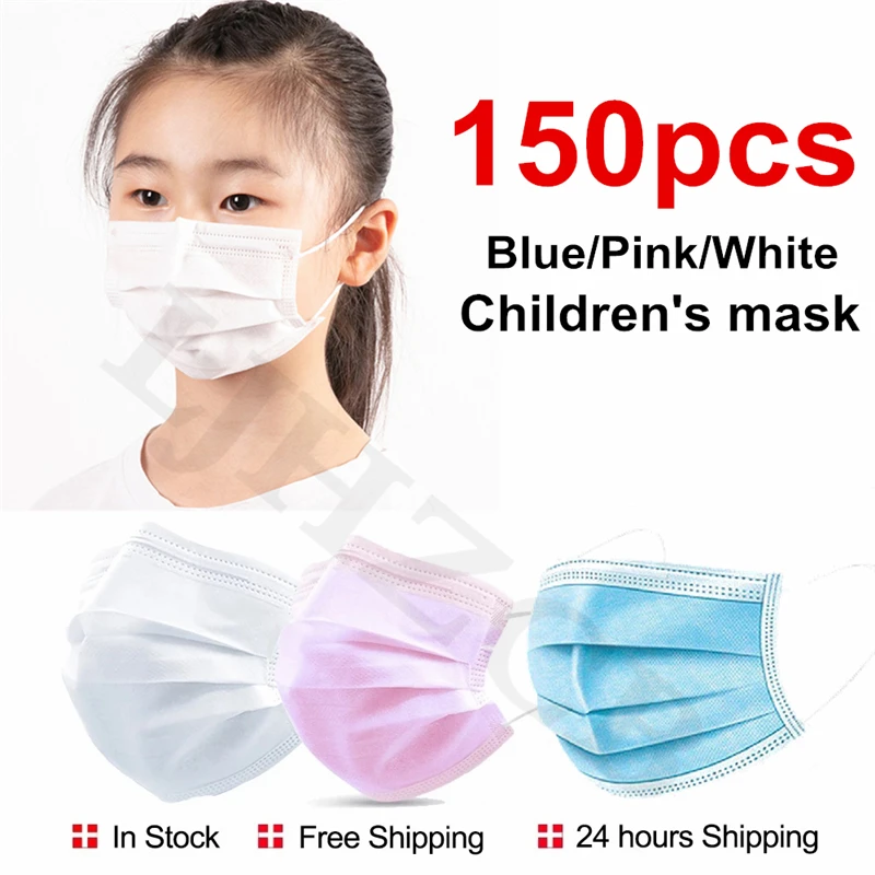 

150pcs Kids Mask Disposable Face Mask 3-Ply Children Mask Filter Dust Mouth Mask for Kids Earloop Protective Mask Masque Enfant