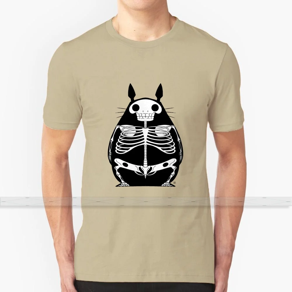 

Футболка с принтом скелета Тоторо для мужчин и женщин, хлопковая тенниска с индивидуальным дизайном, летние топы, студия Тоторо для мужчин и...