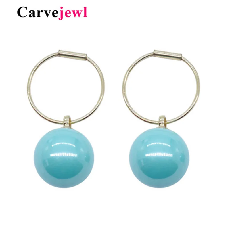 Женские маленькие серьги-кольца Carvejewl простые синие круглый жемчужные серьги